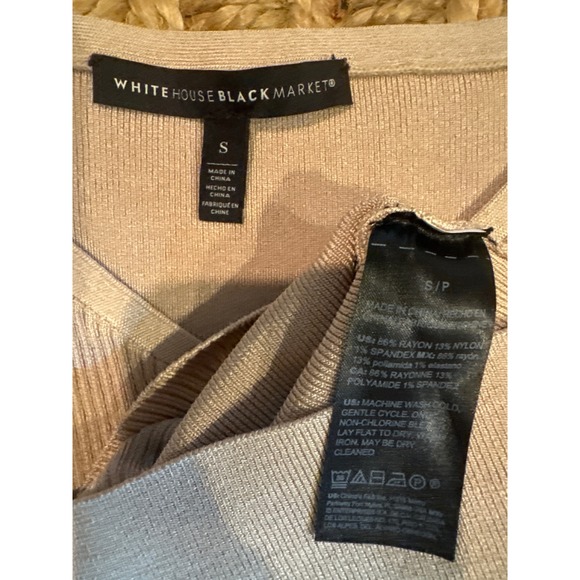 White House Black Market Knit Tank Top Sleeveless Neutral Ribbed S - Picture 3 of 3